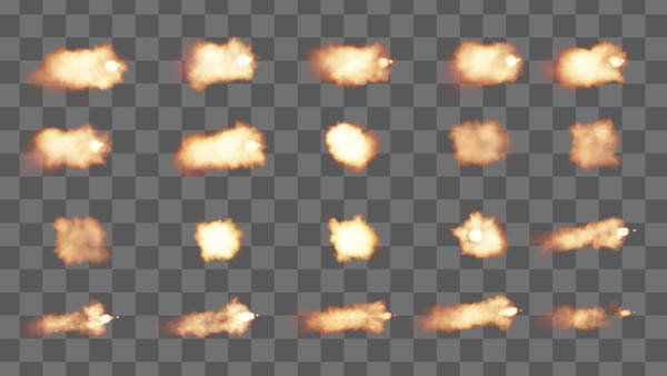 Muzzle Flashes Vol. 1 42 Pistol Flashes vfx asset stock footage