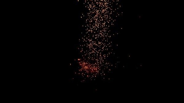 Falling Sparks and Embers Landing Sparks High Angle 8 vfx asset stock footage