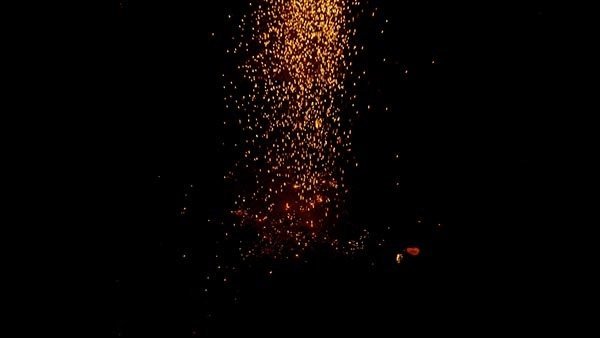 Falling Sparks and Embers Landing Sparks High Angle 9 vfx asset stock footage