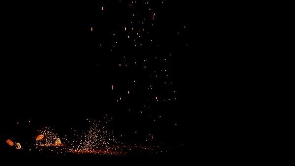 Falling Sparks and Embers Landing Sparks Low Angle 10 Continuous vfx asset stock footage