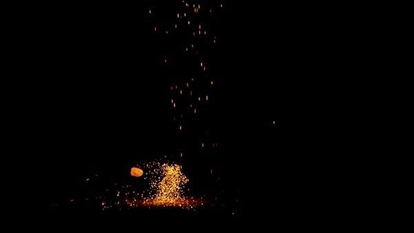 Falling Sparks and Embers Landing Sparks Low Angle 2 vfx asset stock footage