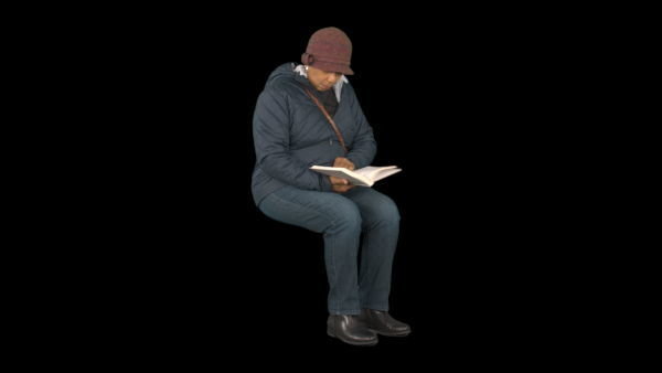 Cold Weather Extras Sitting 3 Eye Level 2 vfx asset stock footage