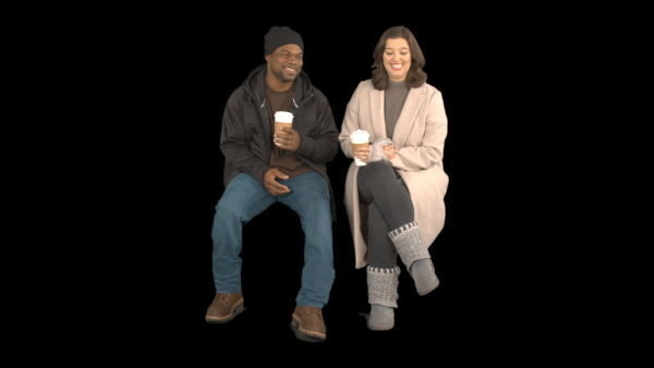 Cold Weather Extras Sitting 5 Eye Level 1 vfx asset stock footage