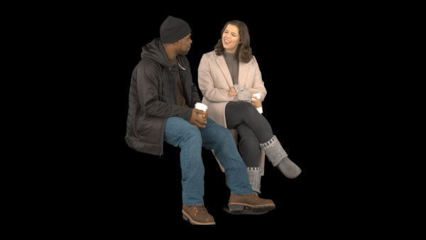 Cold Weather Extras Sitting 5 Eye Level 2 vfx asset stock footage