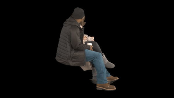 Cold Weather Extras Sitting 5 Eye Level 3 vfx asset stock footage