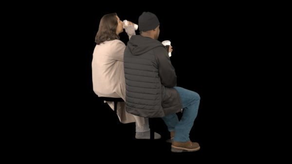 Cold Weather Extras Sitting 5 Eye Level 4 vfx asset stock footage