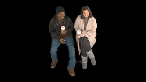 Cold Weather Extras Sitting 5 High 1 vfx asset stock footage