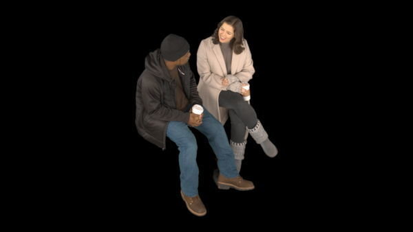 Cold Weather Extras Sitting 5 High 2 vfx asset stock footage