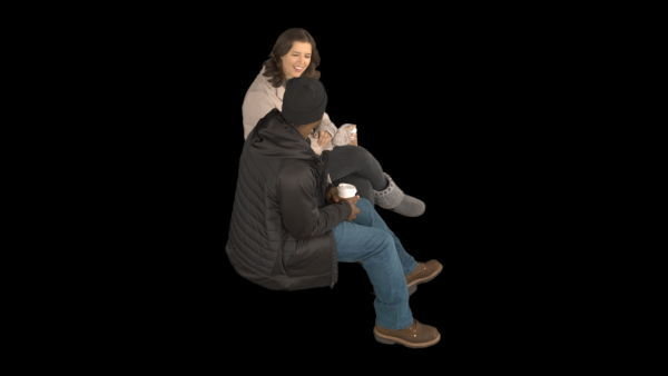 Cold Weather Extras Sitting 5 High 3 vfx asset stock footage