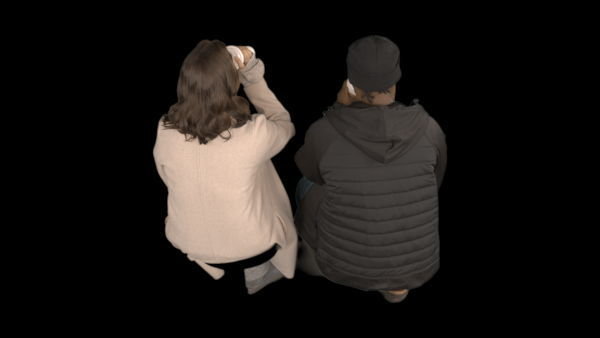 Cold Weather Extras Sitting 5 High 5 vfx asset stock footage