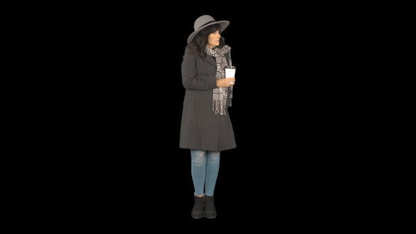 Cold Weather Extras Standing 1 Eye Level 1 vfx asset stock footage