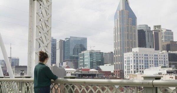 Woman Standing on Bridge Clip 1 vfx asset stock footage