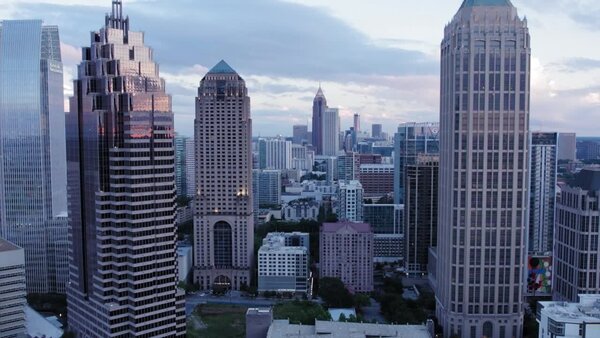 Aerials of City at Dusk Clip 4 vfx asset stock footage
