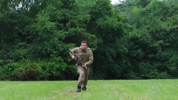 Soldier Running Through Field Clip 3 vfx asset stock footage