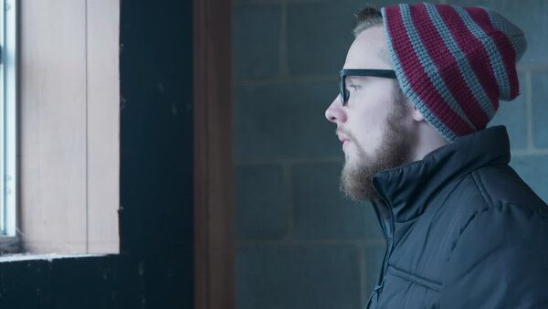 Man in a Cold Warehouse Clip 4 vfx asset stock footage