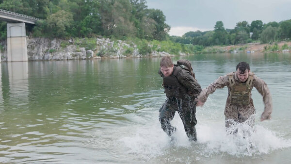 Soldiers Climbing Out of Lake Clip 1 vfx asset stock footage