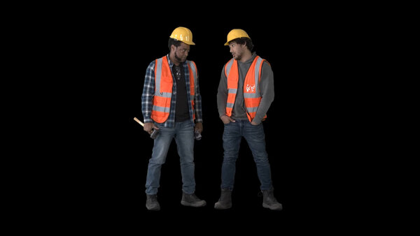 General Workers Construction Worker Duo 1 Eye Level 1 vfx asset stock footage