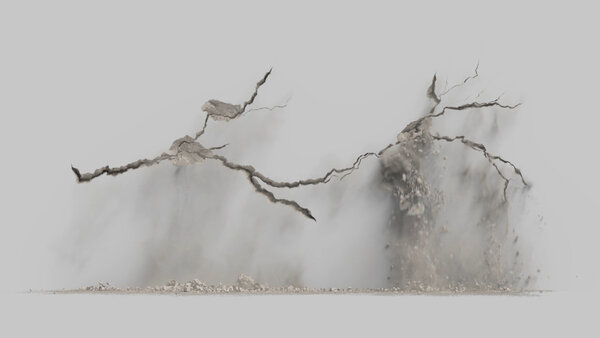 Concrete Wall Cracks Horizontal Crack 01 vfx asset stock footage