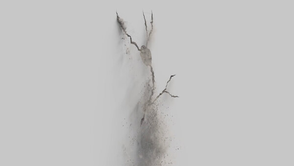 Concrete Wall Cracks Angled Vertical Crack 04 vfx asset stock footage